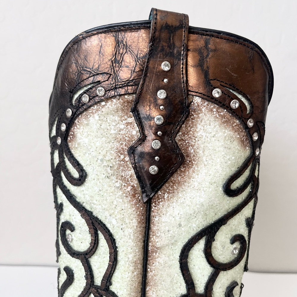 Corral glitter western boots bronze snip toe 9 - Picture 8 of 14